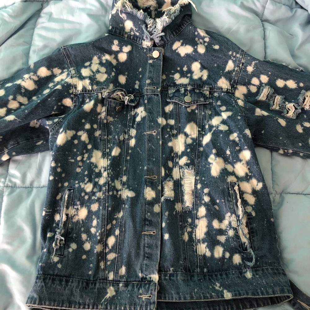 Distressed Acidwash Denim Jacket